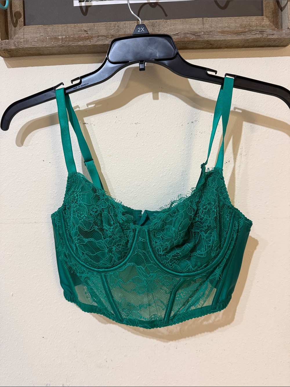 Victoria’s Secret Green Lace Longline Bra Top - Women Intimates NWOT
